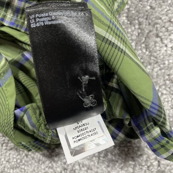 North Face Button Down Shirt Mens Extra Large Nylon Plaid Short Sleeve Green - Picture 8 of 13